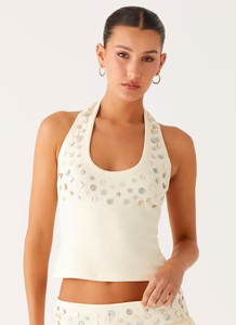 Vegas Nights Halter Neck Top - Yellow | Peppermayo (Global)