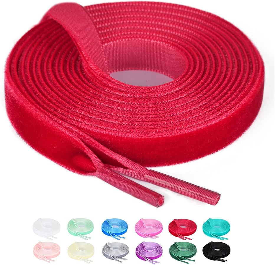 Booyckiy Flat Velvet Shoe Laces for Women, 2/5" Wide Fashion Colorful Shoelaces for Sneakers | Amazon (US)