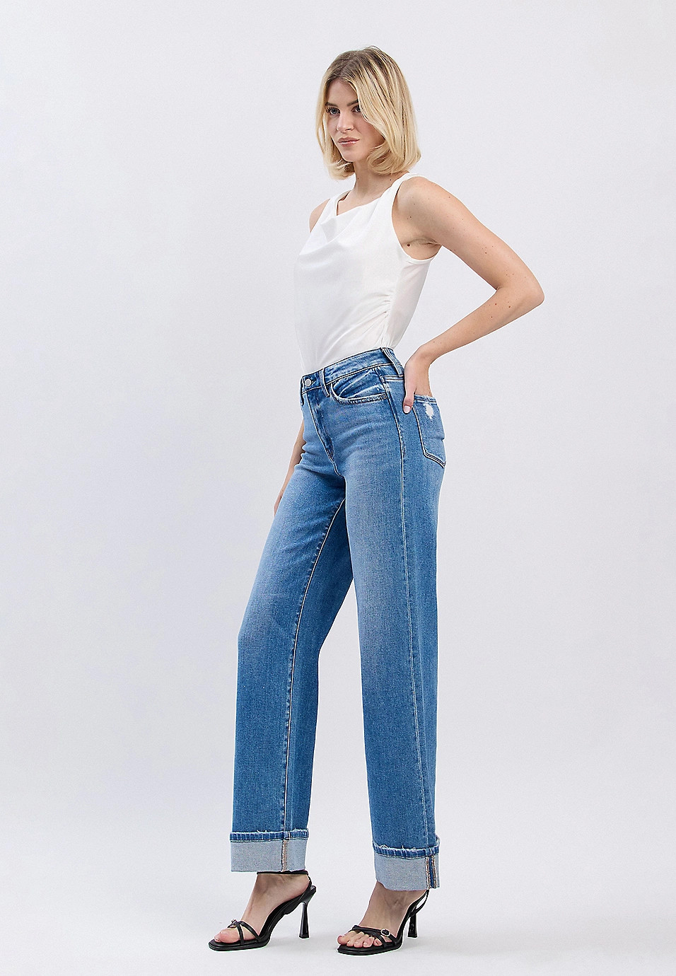 Flying Monkey™ High Rise Cuffed Hem Wide Leg Jean | Maurices