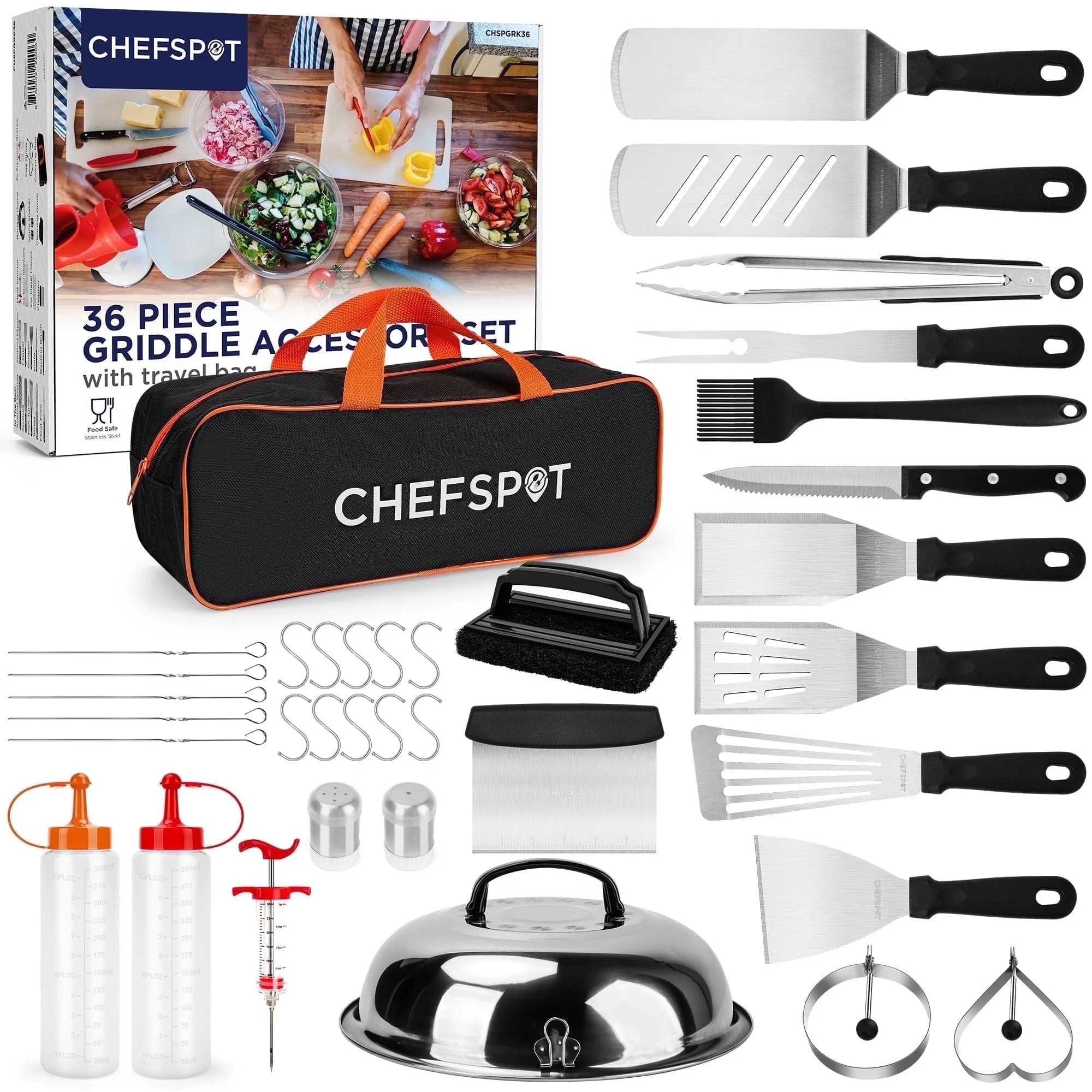 CHEFSPOT 36-Piece Griddle Accessories for Blackstone, BBQ, Flat Top Grilling Spatula Kit | Walmart (US)