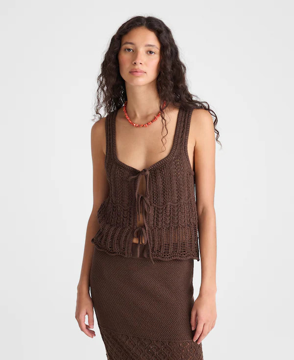 Pointelle-Stitch Tie-Front Sweater Tank in 100% Cotton | Madewell