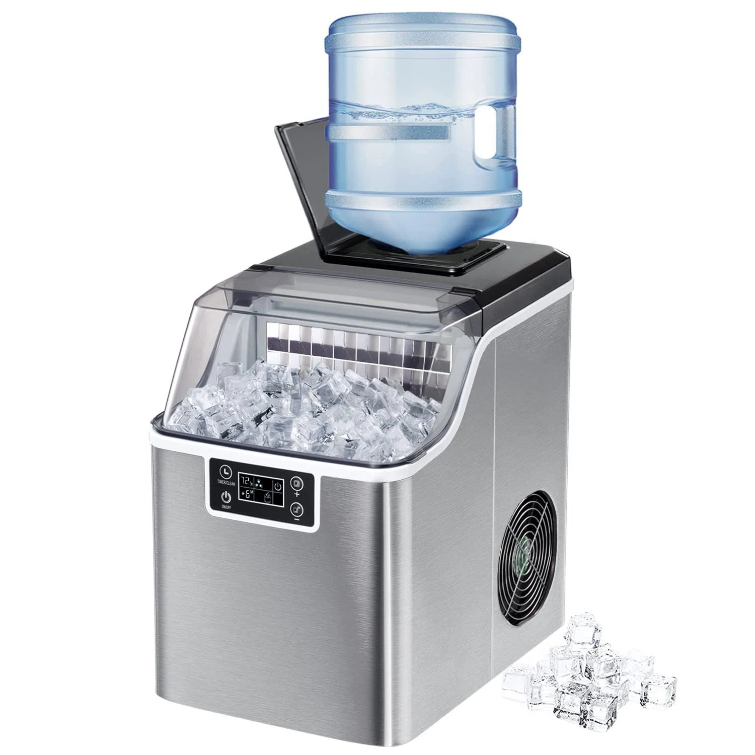 COWSAR 44 Lb. Daily Production  Cubic Ice Countertop Ice Maker,Stainless Steel, Self-Cleaning, Ch... | Wayfair North America