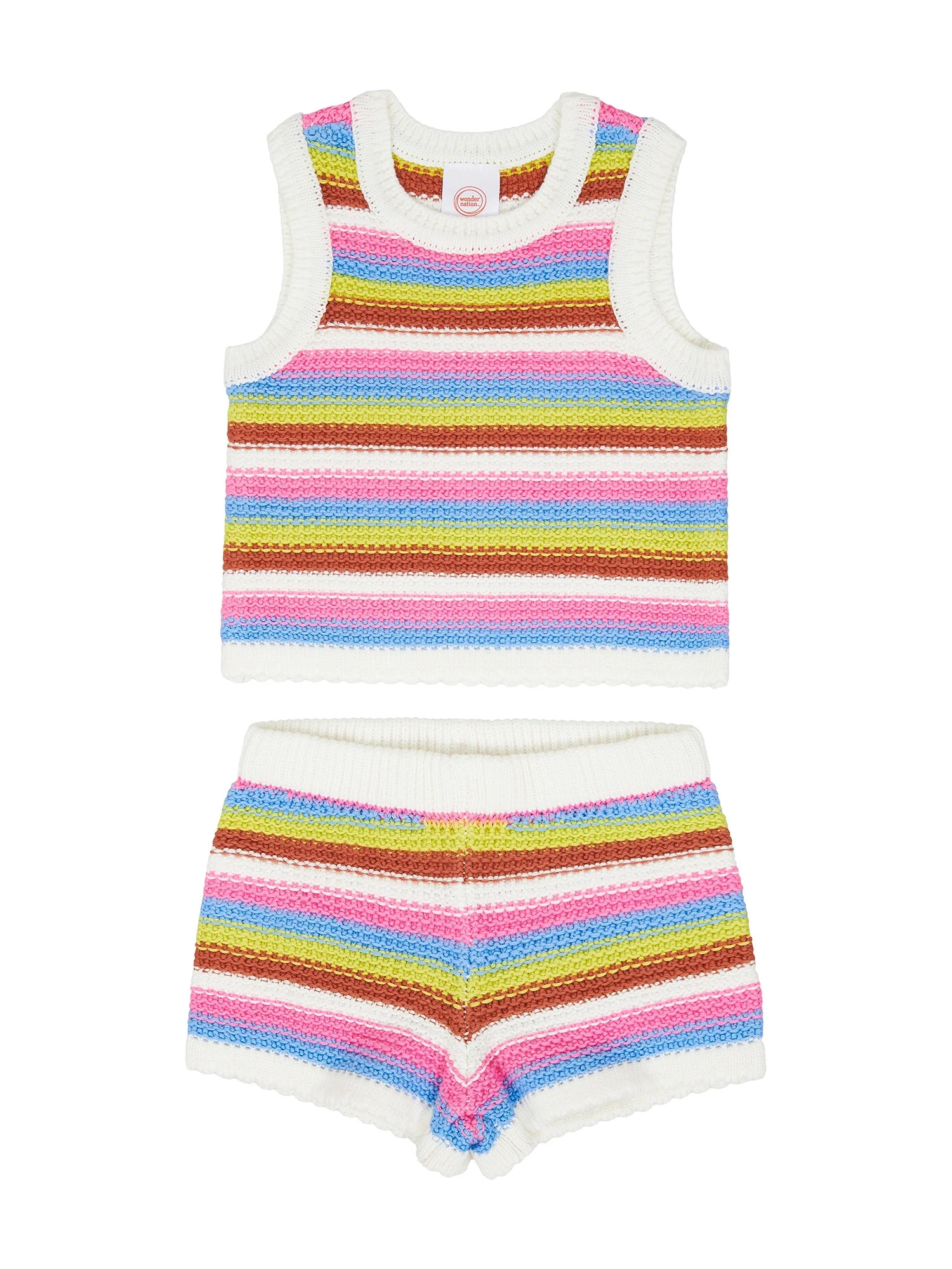 Wonder Nation Toddler Girl Crochet Tank and Short Set, Sizes 12M-5T | Walmart (US)