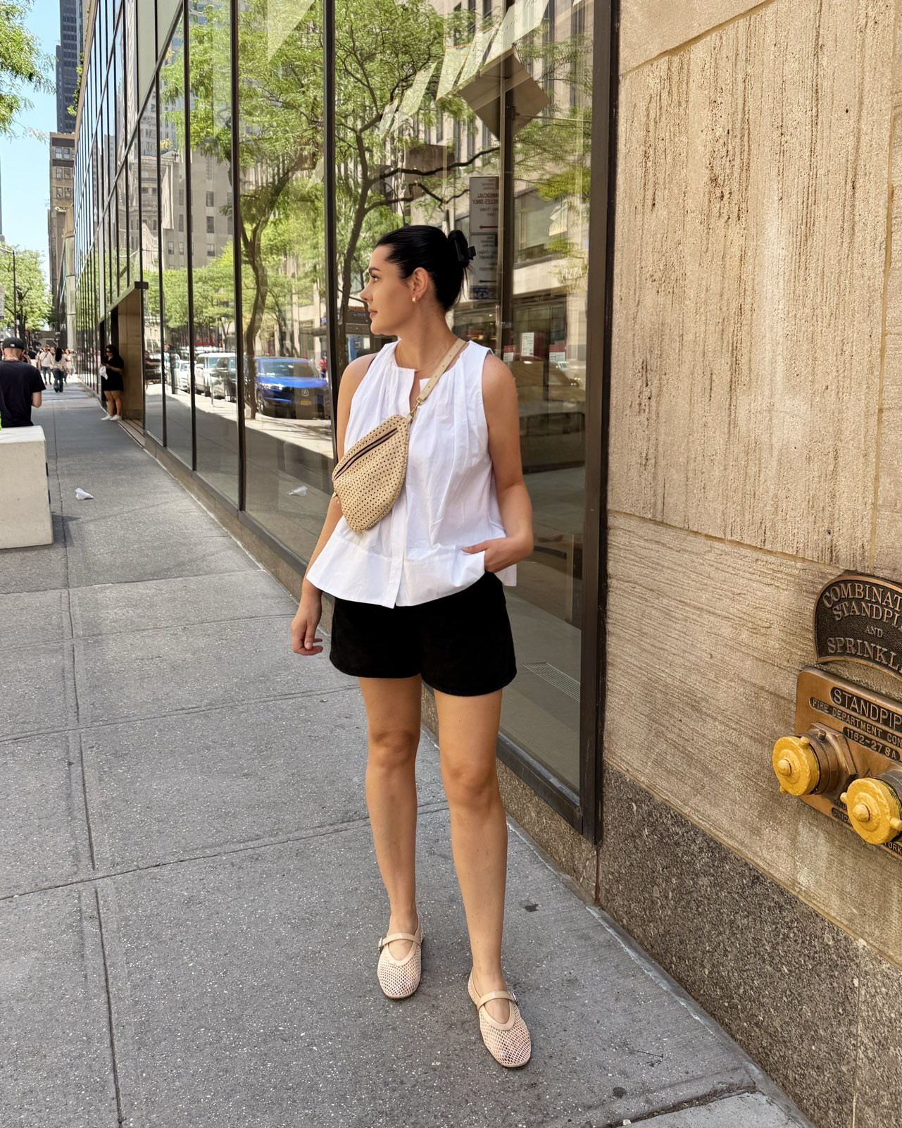 Such a classic summer look! I'm in the large of the top. Under $100 + 100% cotton1 Same with the shorts. :)  

 