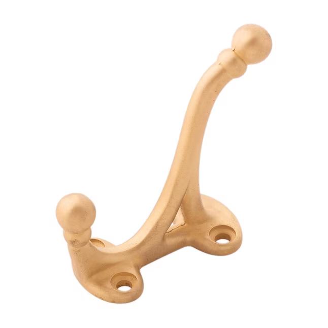 Hickory Hardware 2-Hook Brushed Golden Brass Decorative Wall Hook (35-lb Capacity) | Lowe's