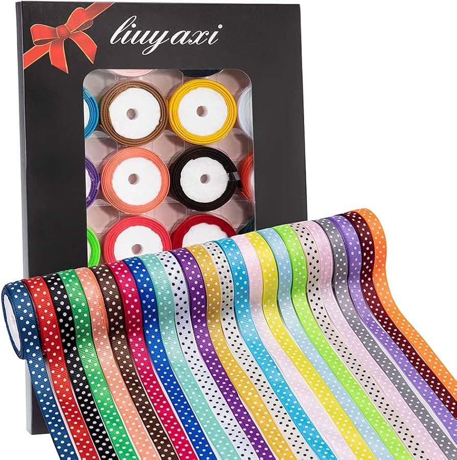 96 Yard Grosgrain Ribbon Set, 3/8" X 4 Yard/Roll, 24 Colors Fabric Ribbons Roll Perfect for Weddi... | Amazon (US)