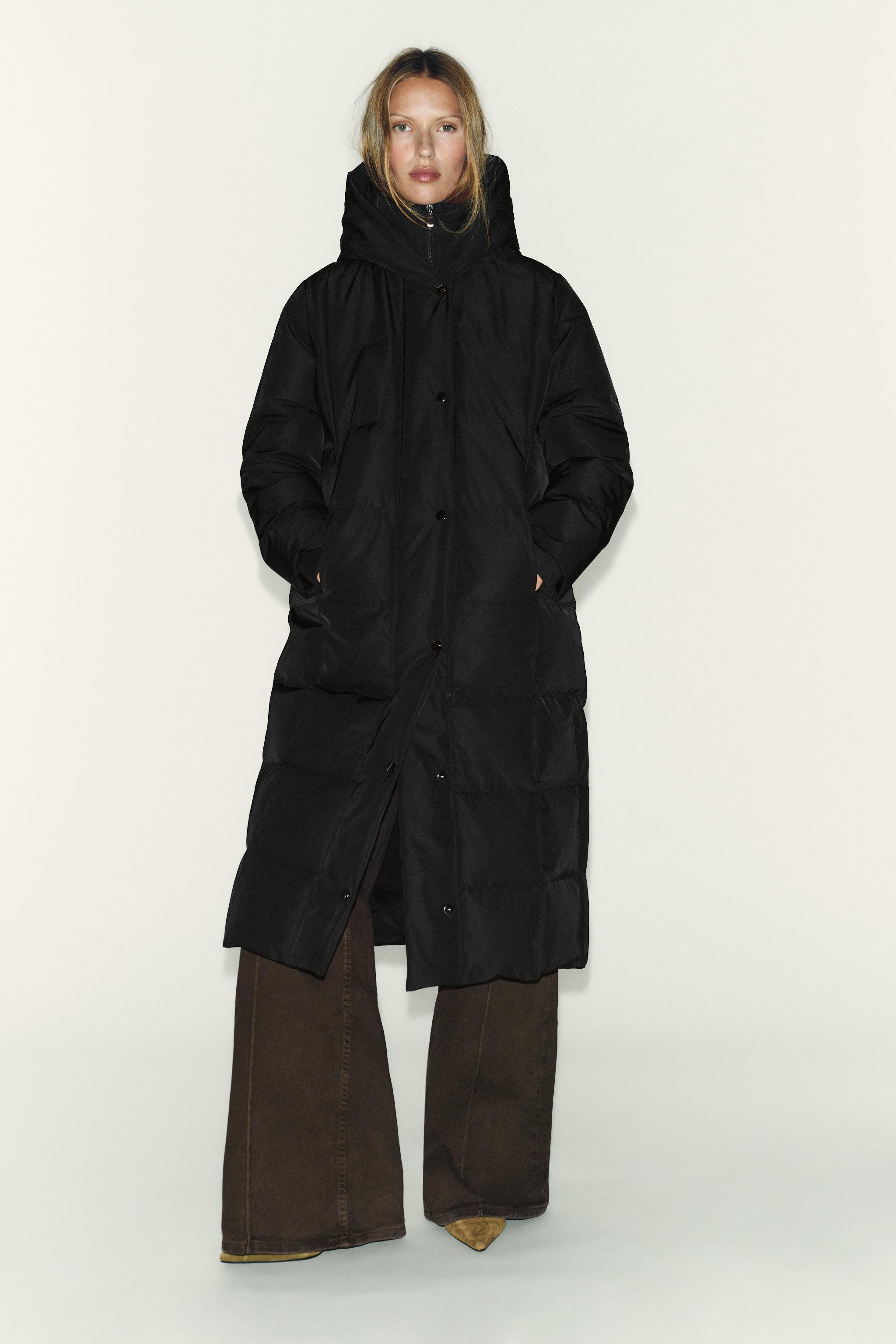 LONG WATER REPELLENT WINDPROOF PUFFER COAT WITH HOODIE | Zara US