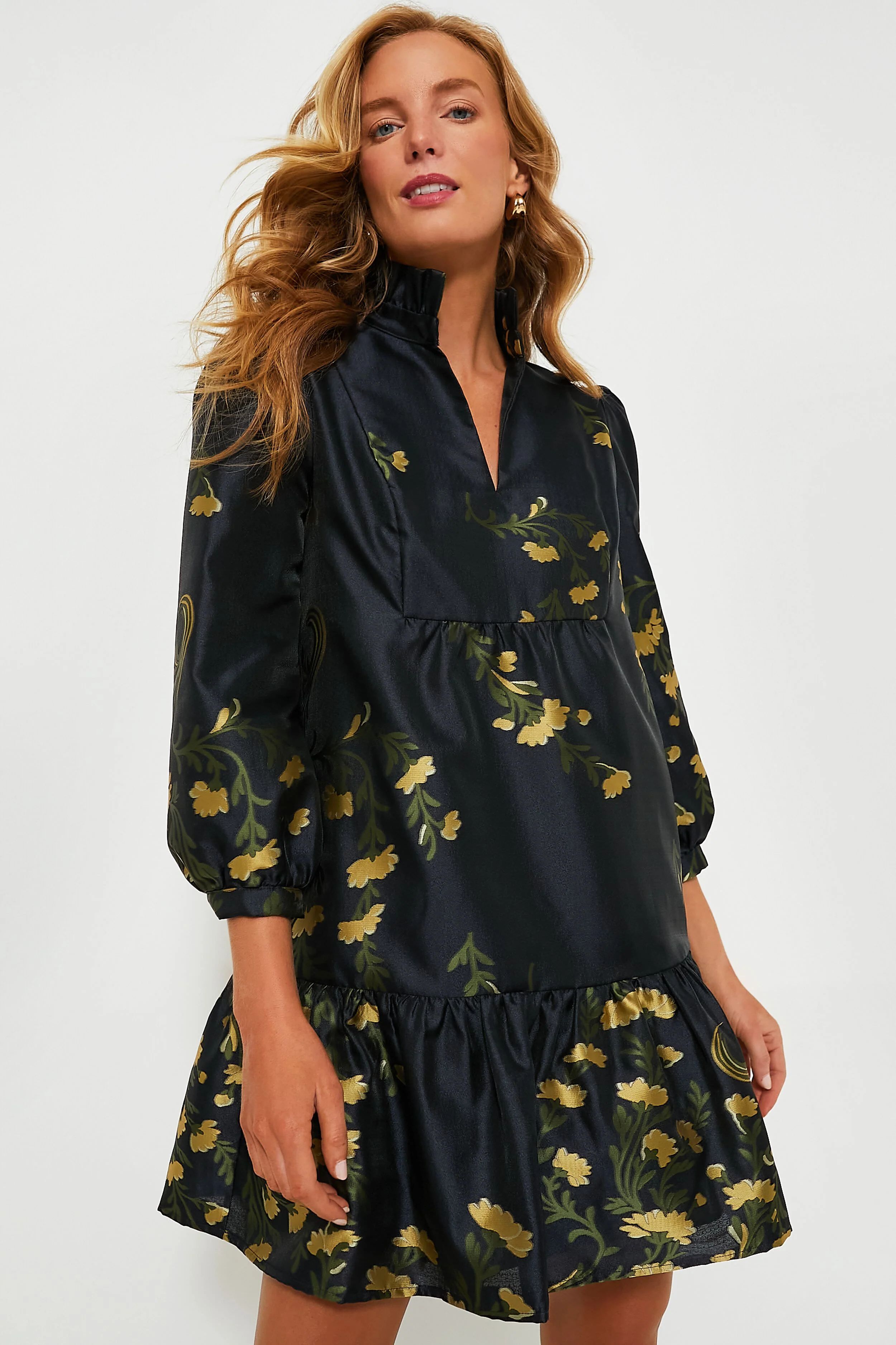 Navy Jasmine Vine Jacquard Palmerston Dress | Tuckernuck (US)