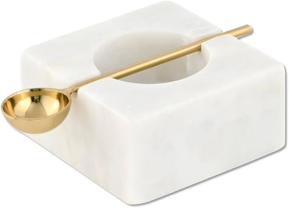 Cruiser’s Caché | White Marble Salt Cellar and Gold Spoon Set | Hand Crafted Natural Marble | ... | Amazon (US)