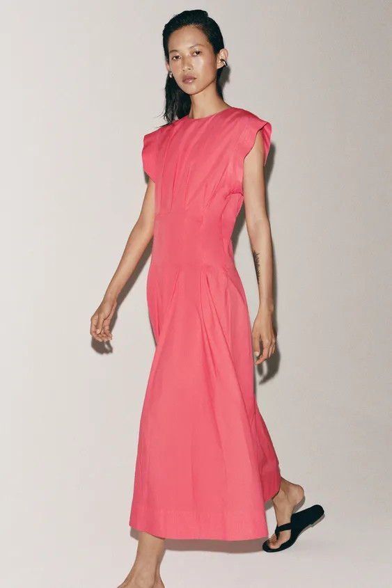 ZW COLLECTION PLEATED POPLIN DRESS | Zara US