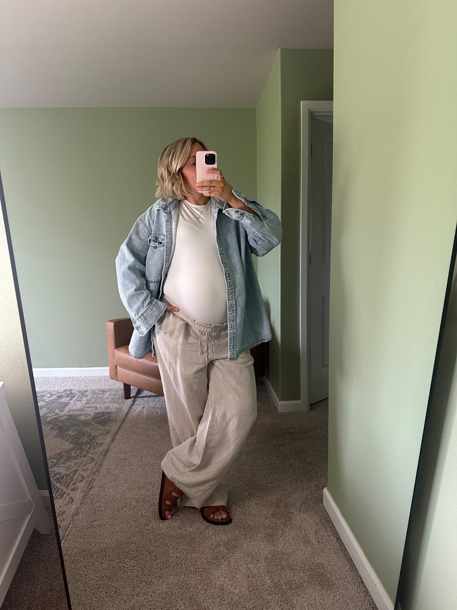 3rd trimester ootd 

Size up in bodysuit 

#LTKBump #LTKStyleTip #LTKSummerEdit