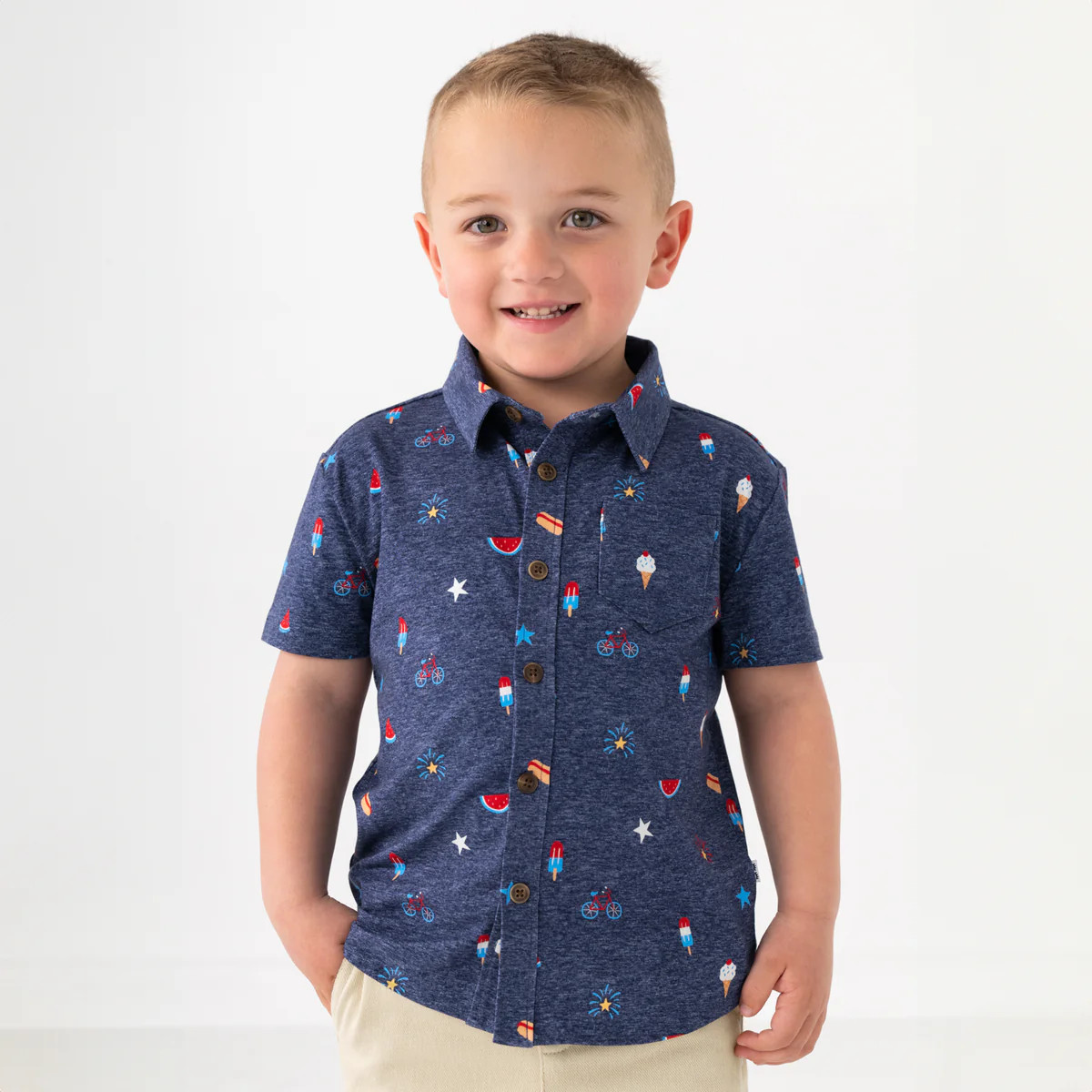 Summer Celebrations 
        Button Down Polo | Little Sleepies