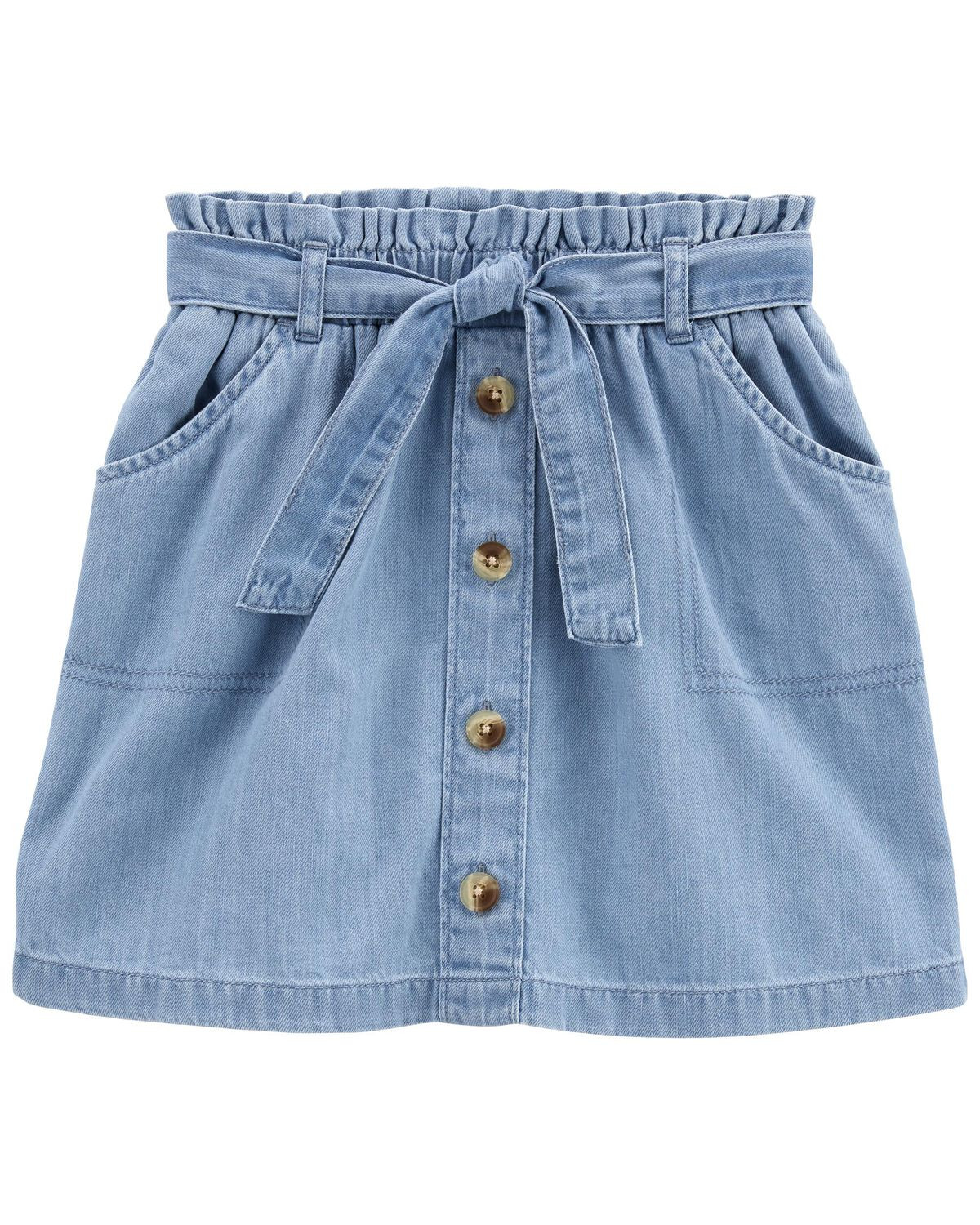 Denim Kid Paperbag Waist Belted Button-Front Skirt | carters.com | Carter's