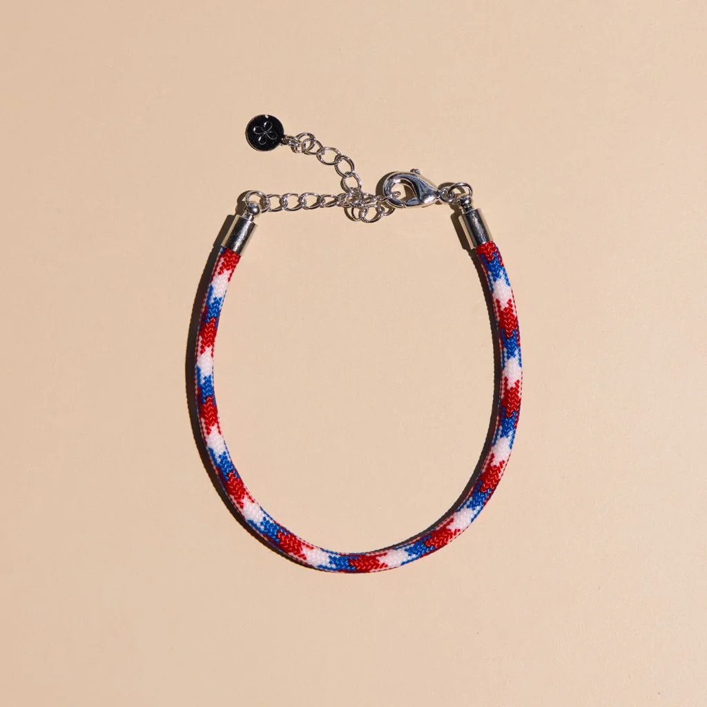 Red White & Blue Minimalist Paracord Bracelet | Nickel and Suede