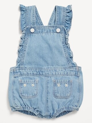 Ruffle-Trim Jean Pocket Shortalls for Baby | Old Navy | Old Navy (US)