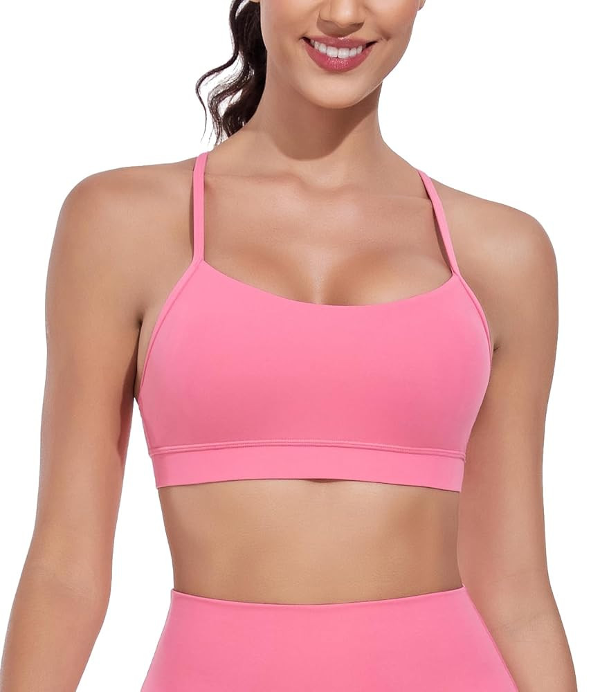 wirarpa Women's Buttery Soft Sports Bra Y Back Padded Low Impact Spaghetti Thin Strap Lounge Work... | Amazon (US)