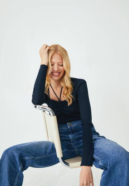 Ellen Ruched Halter Neck Knitted Top | Hush Homewear (UK)