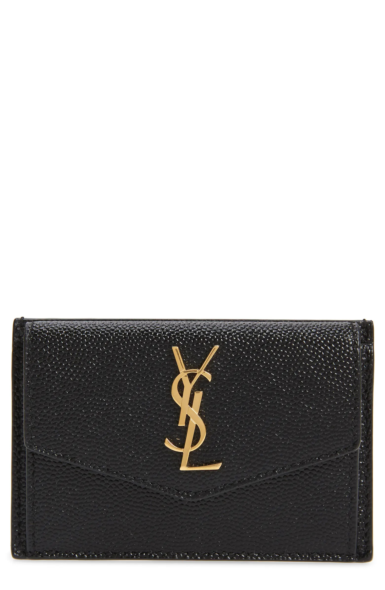 Uptown Pebbled Leather Flap Card Case | Nordstrom