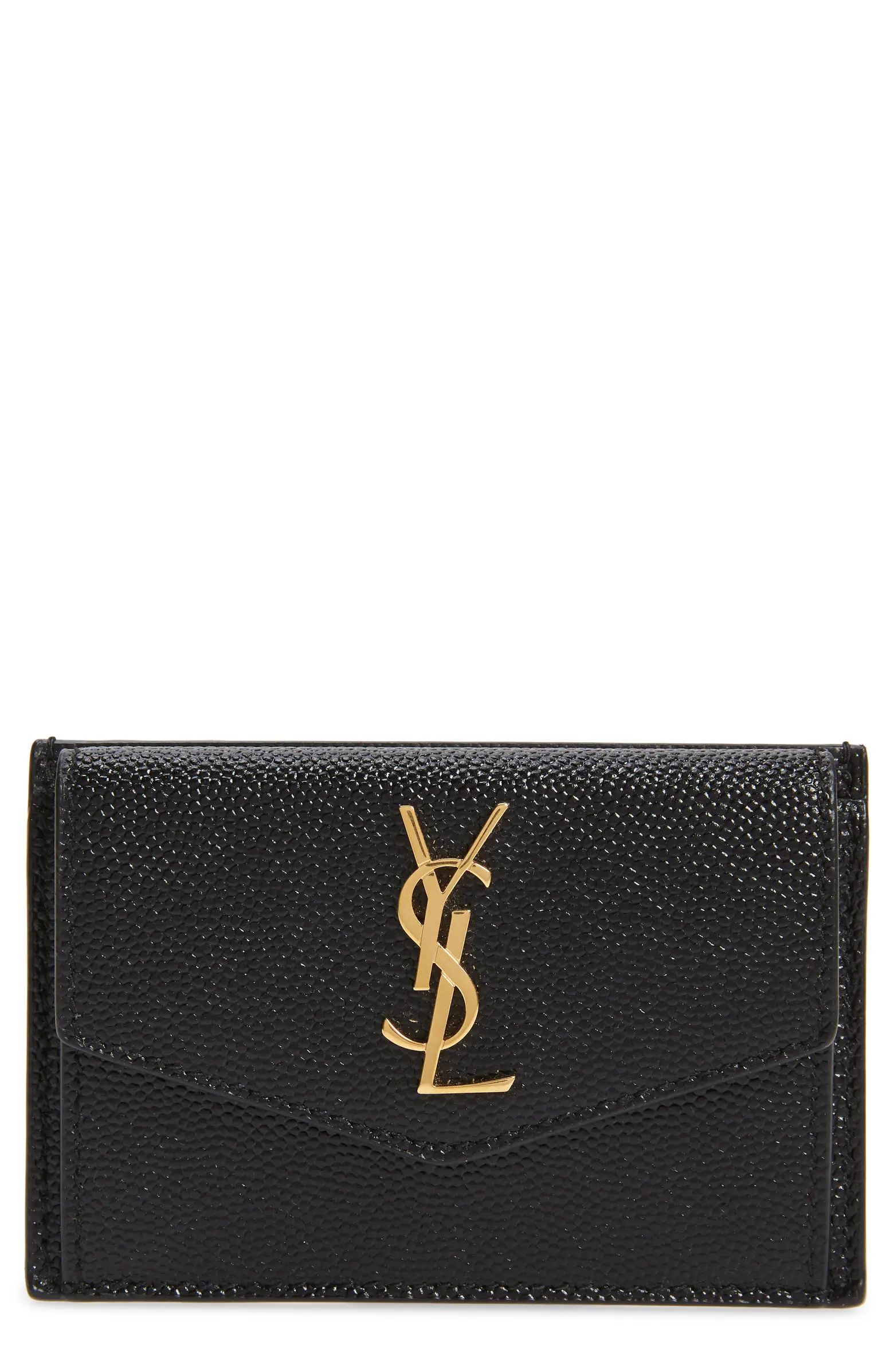 Uptown Pebbled Leather Flap Card Case | Nordstrom