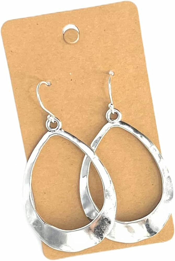 Large Teardrop Hoop on Sterling Silver Earrings Bohemian Boho Statement Jewelry | Amazon (US)