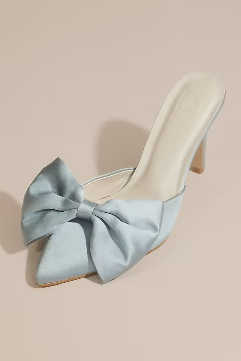 Big Bow Satin Mules | Davids Bridal