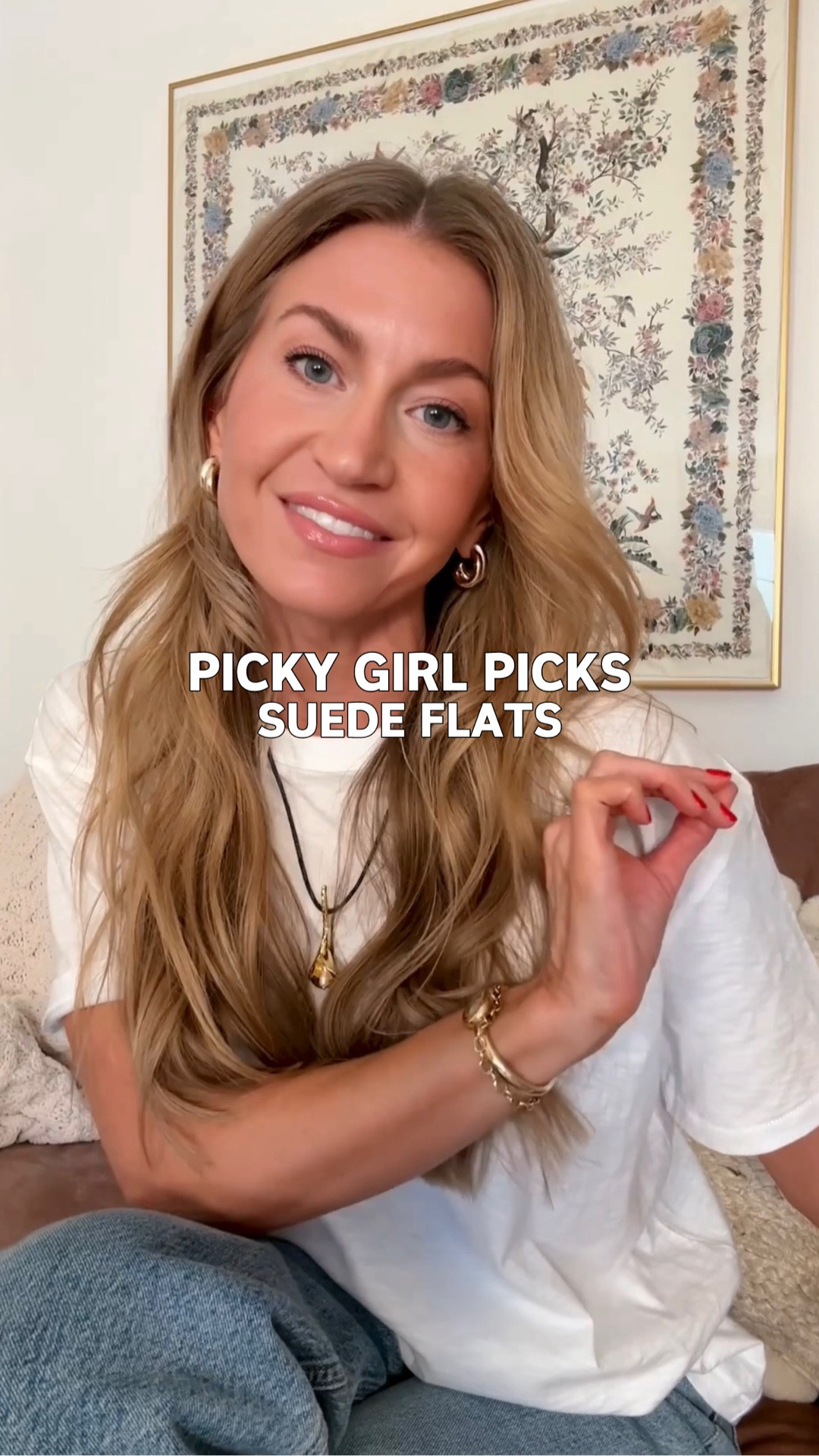 The perfect picky girl suede flats! 
Suede cognac brown flats: run TTS. 
White crew neck tee: runs oversized, wearing a S
Straight leg denim: runs TTS, wearing a 25 


#LTKTravel #LTKootd #LTKgrwm