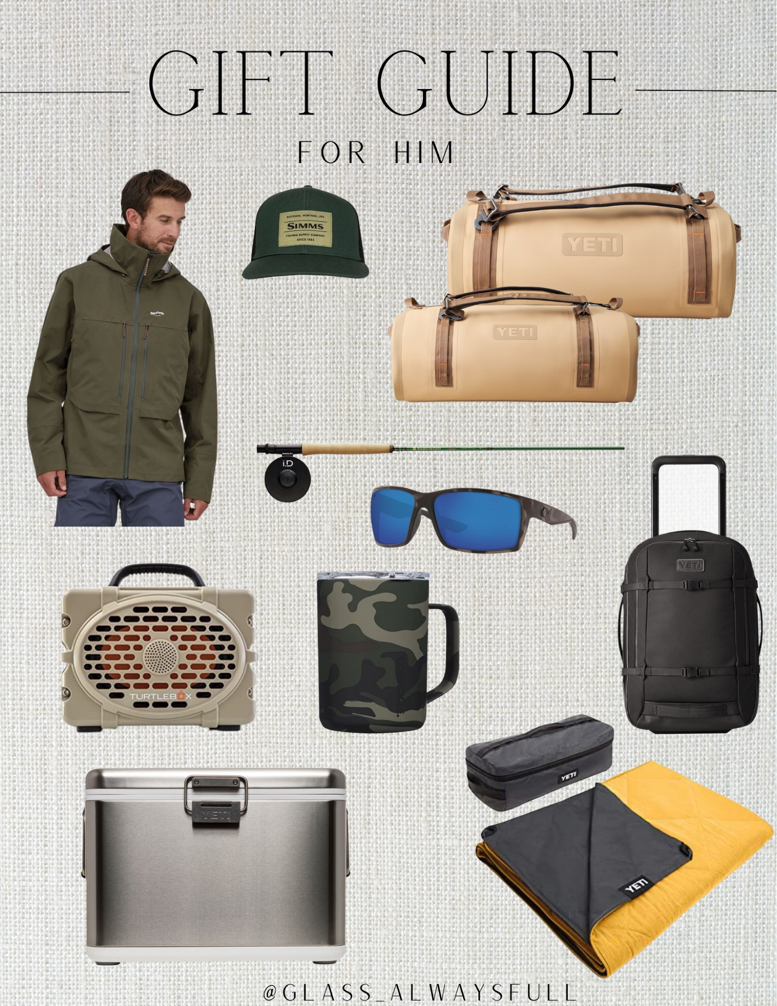 Men’s gift guide, Valentine’s Day gift ideas, yeti, luggage, men’s luggage, fly fishing, fishing, yeti blanket, yeti cooler, turtlebox speaker, men’s sunglasses, Callie Glass @glass_alwaysfull 

#LTKtravel #LTKmens #LTKSeasonal