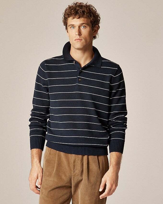 Heritage cotton long-sleeve sweater-polo in stripe | J. Crew US