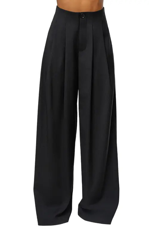 JLUXLABEL Pleated Wide Leg Pants in Black at Nordstrom, Size Medium | Nordstrom