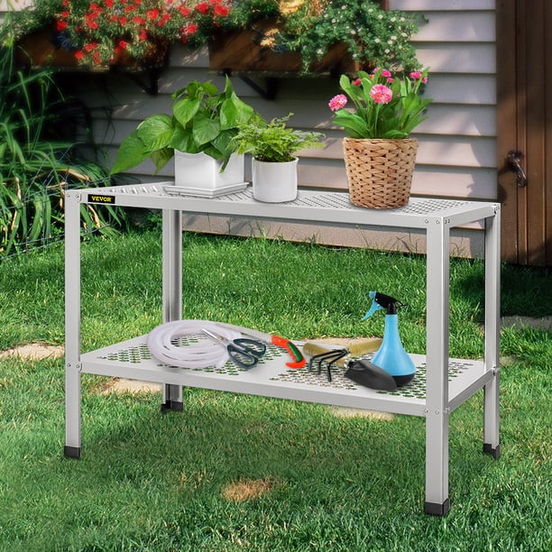 VEVOR Potting Bench, 42"L x 24"W x 32"H, Weathering Steel Outdoor Workstation Table with Adjustab... | Walmart (US)