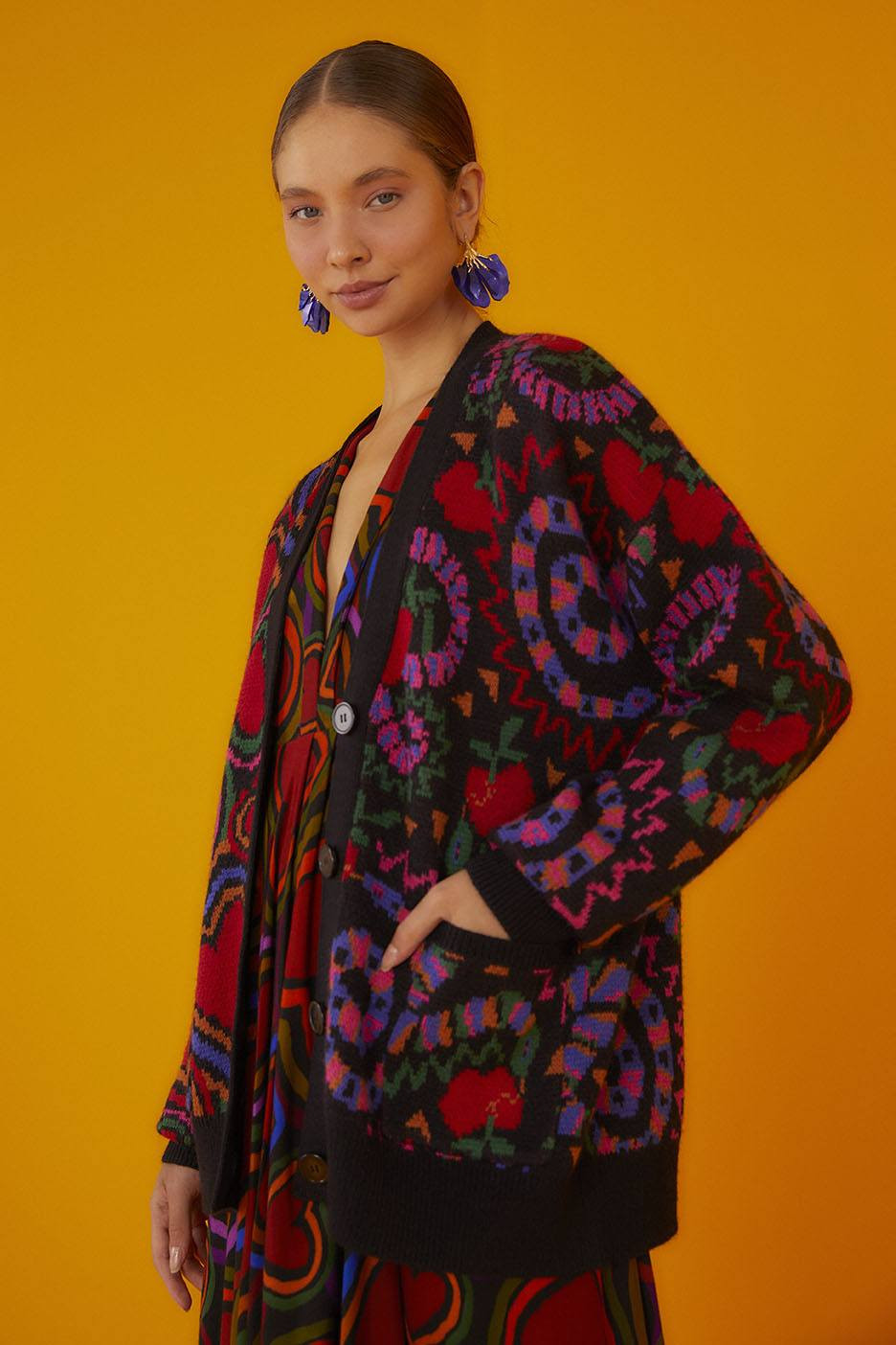 Mixed Wild Hearts and Snake Fruit Cardigan | FarmRio (US)