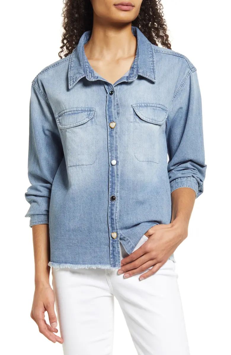 Frayed Hem Denim Shirt Jacket | Nordstrom