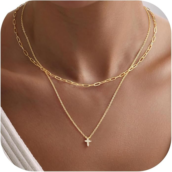 Turandoss Gold Cross Necklace for Women Girls, Dainty 14K Gold Plated Cross Necklace Infinity CZ ... | Amazon (US)