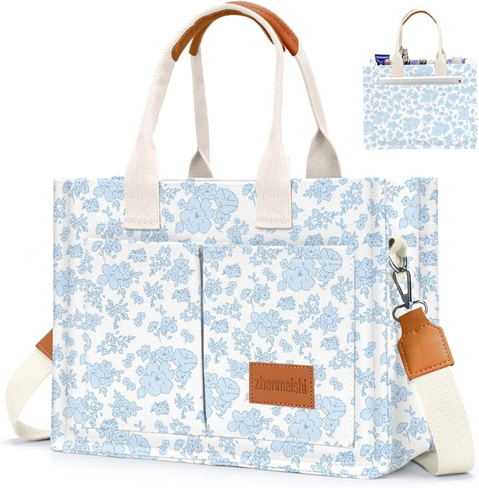 Canvas Tote Bag for Women with Pockets Crossbody Bag Tote Shoulder Handbags Casual Work Bags Ever... | Amazon (US)