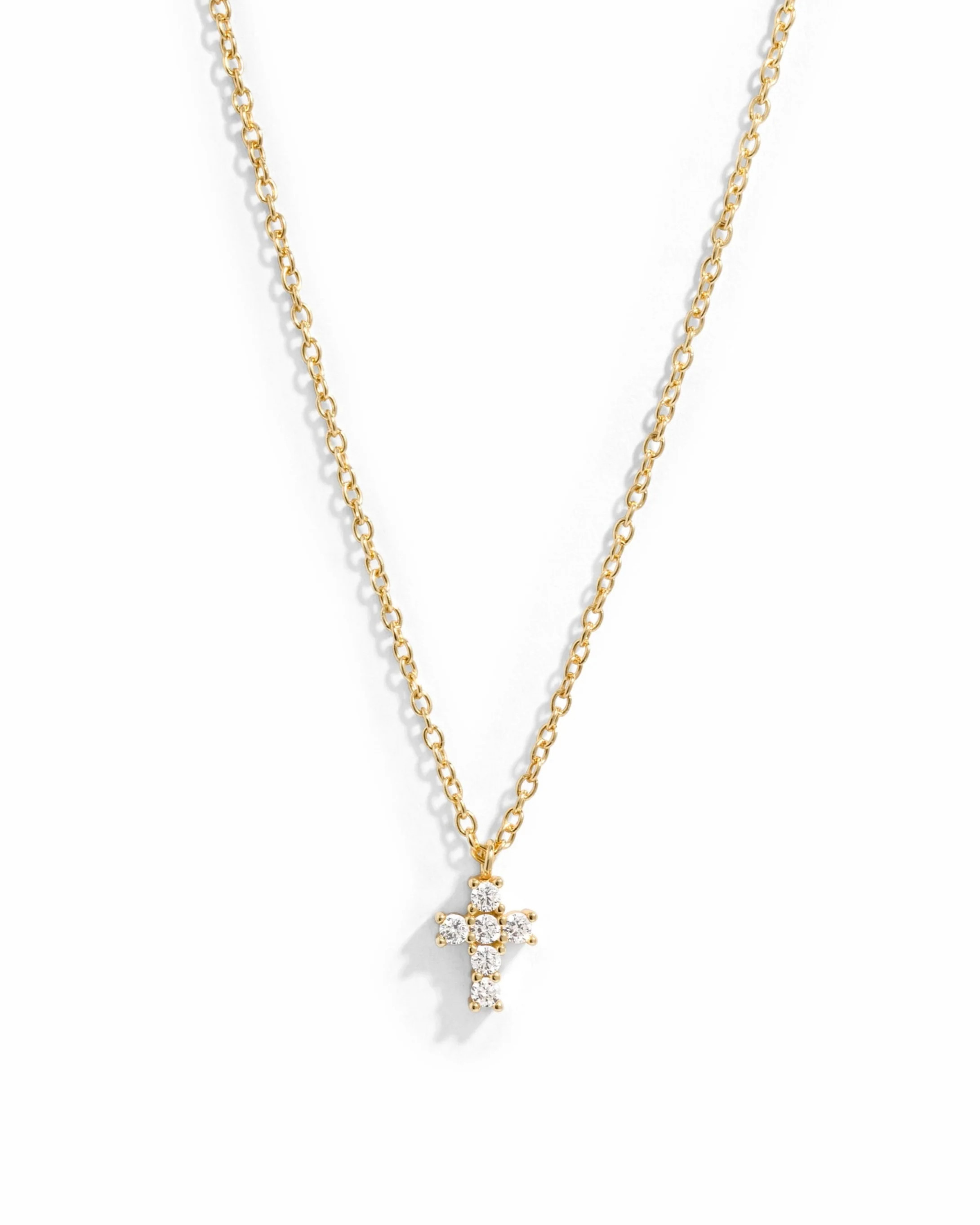 Tiny Dainty Diamond Cross Necklace | Sami Jewels