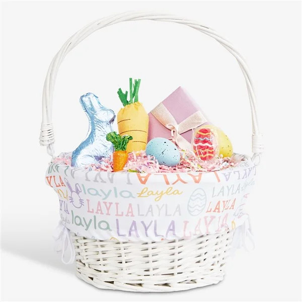 Easter Repeating Name Personalized Basket - White | Personalization Mall