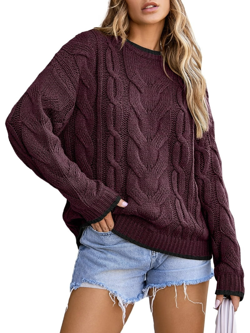 Eytino Fall Sweaters for Women Trendy Crewneck Long Sleeve Color Block Sweater Tops Winter 2025 C... | Walmart (US)