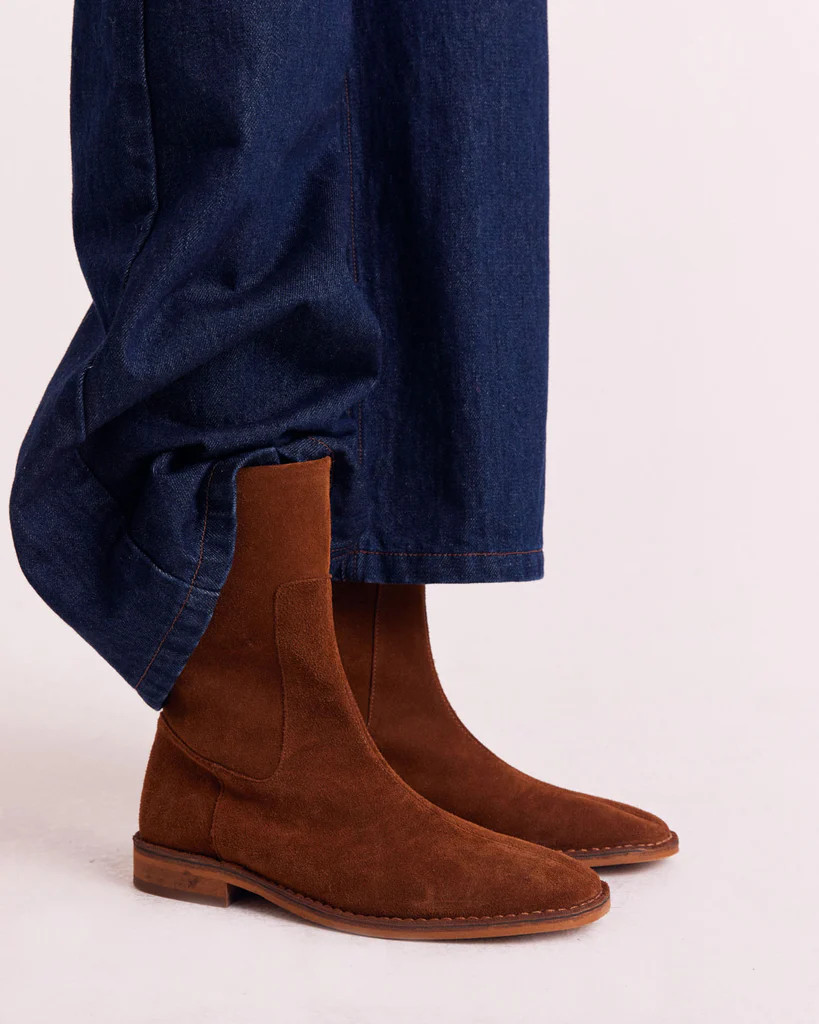 Léandra ankle boots in hazelnut split leather | Balzac Paris US