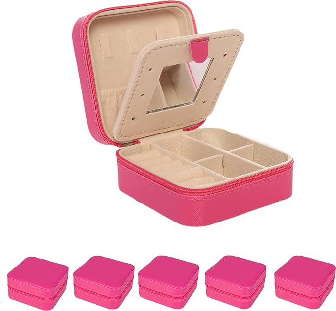 KElofoN Jewelry Case and Box - Small Travel Jewelry Organizer for Girls & Women with Mirror (Rosy... | Amazon (US)