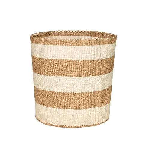 The African Home Goods Medium Storage Floor Basket Mifuka Bag Beach Bag Kiondo Kenya Fair Trade - Natural Double Stripes Medium: D:14"" x H: 15"" | Amazon (US)