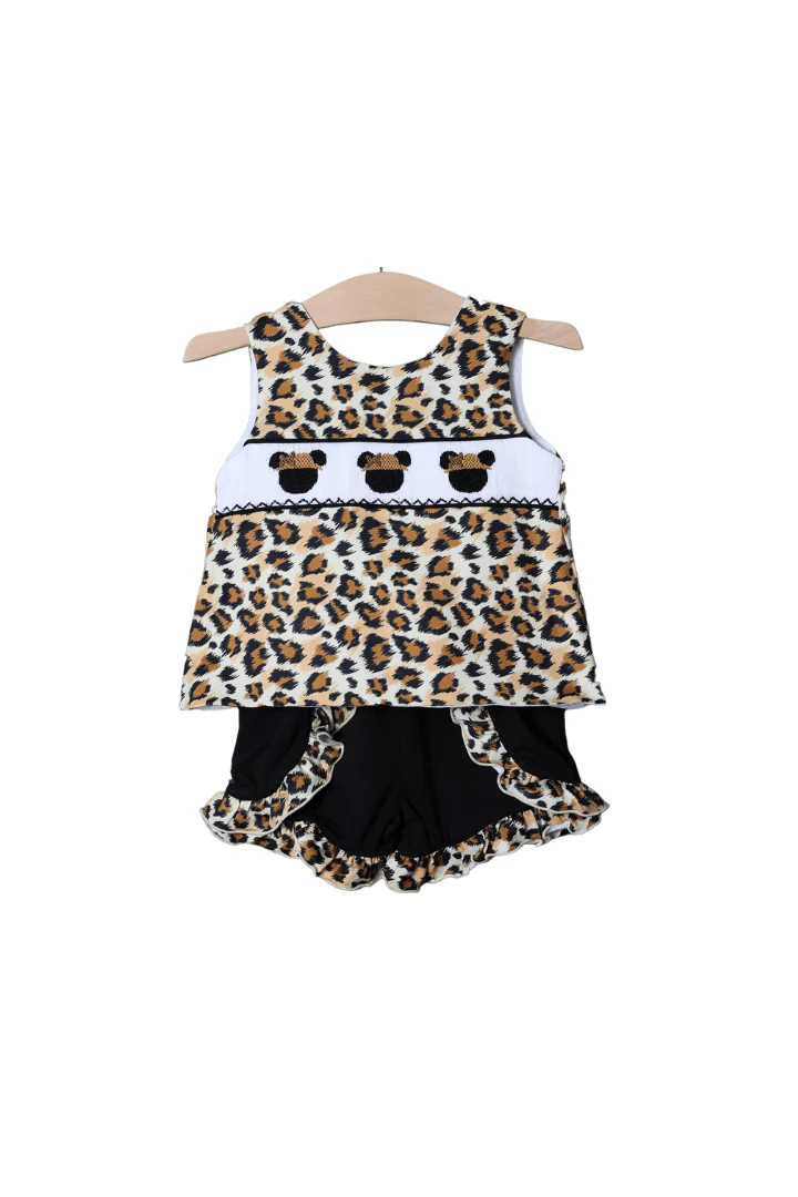 Smocked Safari Mouse Ruffle Bow Set | The Smocked Flamingo