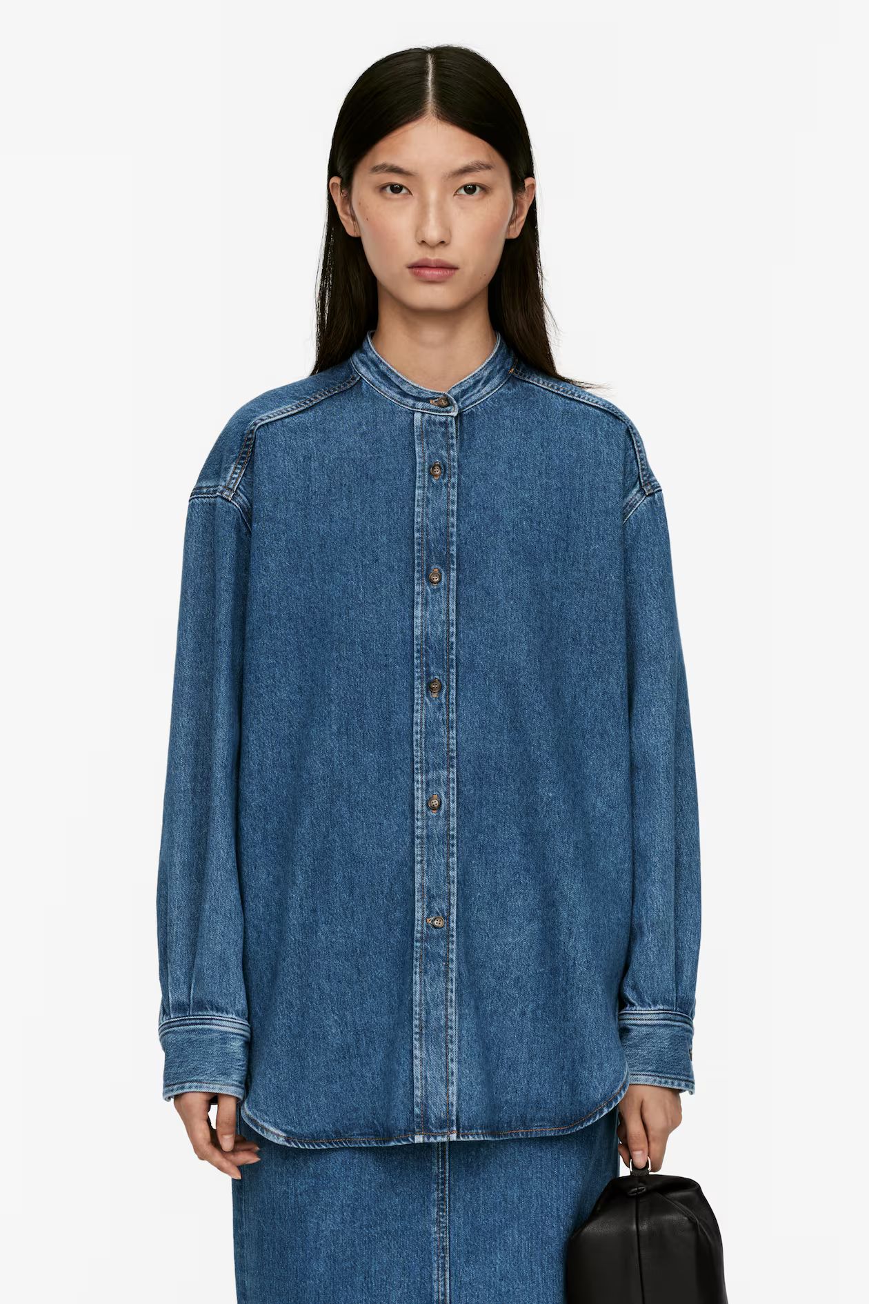 Stand-Collar Denim Shirt | H&M (UK, MY, IN, SG, PH, TW, HK)