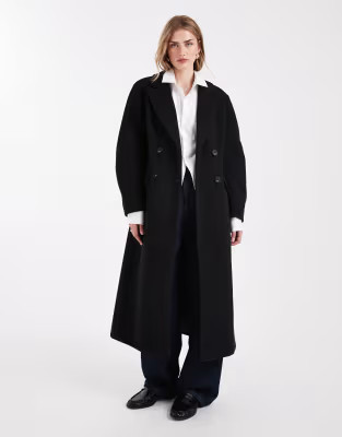 ASOS DESIGN formal sculpted longline coat in black | ASOS (Global)