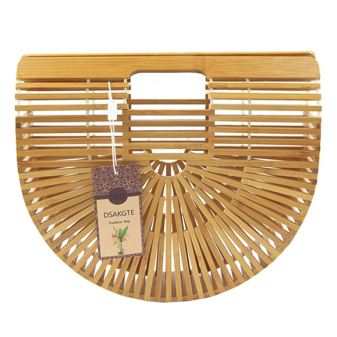 Women's Top Handle Bamboo Handbag Summer Beach Tote Bag | Amazon (US)