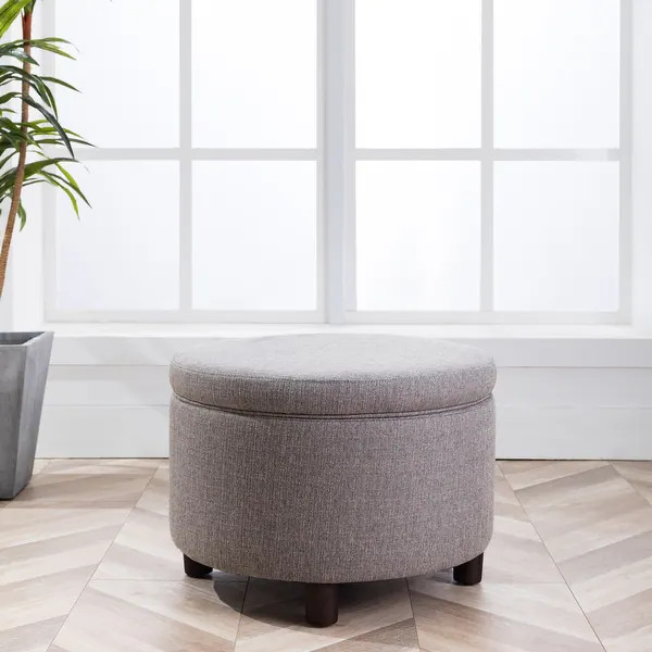 WOVENBYRD Large Round Storage Ottoman, Lift Off Lid - Bed Bath & Beyond - 33838102 | Bed Bath & Beyond