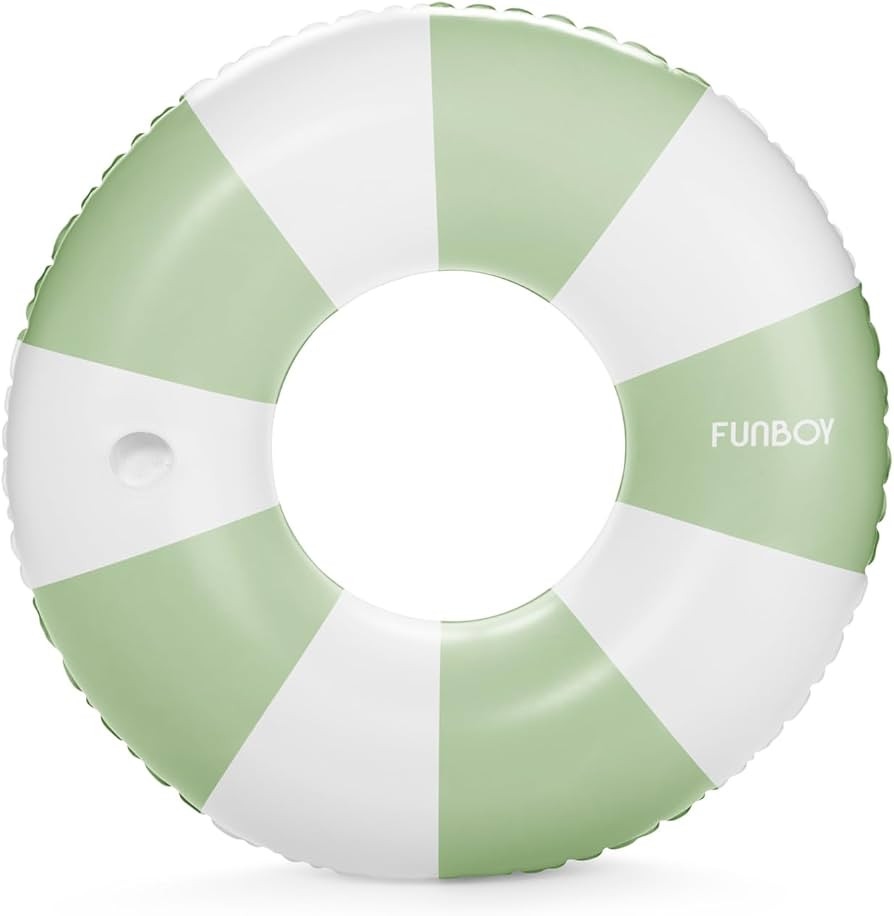 FUNBOY Giant Vintage Green Stripe Inflatable Tube Pool Float with Cup Holder 48" | Large Pool Flo... | Amazon (US)