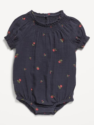 Textured Dobby Embroidered One-Piece Romper for Baby | Old Navy (US)
