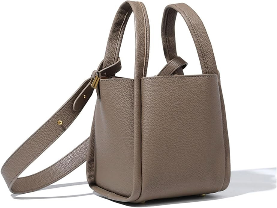 Women's PU Leather Crossbody Bucket Bag - Lightweight Shoulder Handbag with Detachable Strap for ... | Amazon (US)