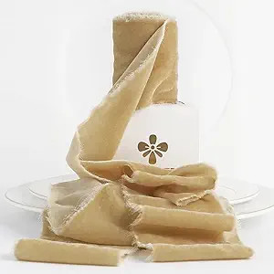 MEEDEE Cream Velvet Ribbon 3 Inch Ivory Velvet Ribbon Frayed Velvet Ribbon Raw Edge Silk Velvet R... | Amazon (US)