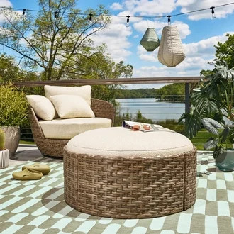 Beautiful Wicker Outdoor Reversible-Top Outdoor Ottoman and Coffee Table with Cover by Drew Barry... | Walmart (US)